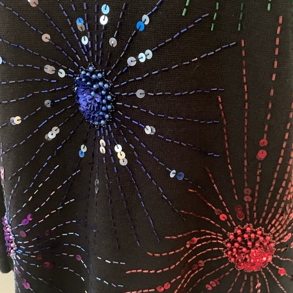 Women’s Black Sequined Sweater Holiday Christmas New Years Evening Sz L Terazzo - Picture 11 of 12